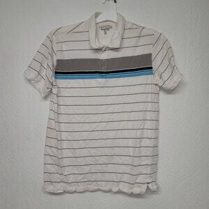 892. Cactus Polo Shirt White and Gray Sz L